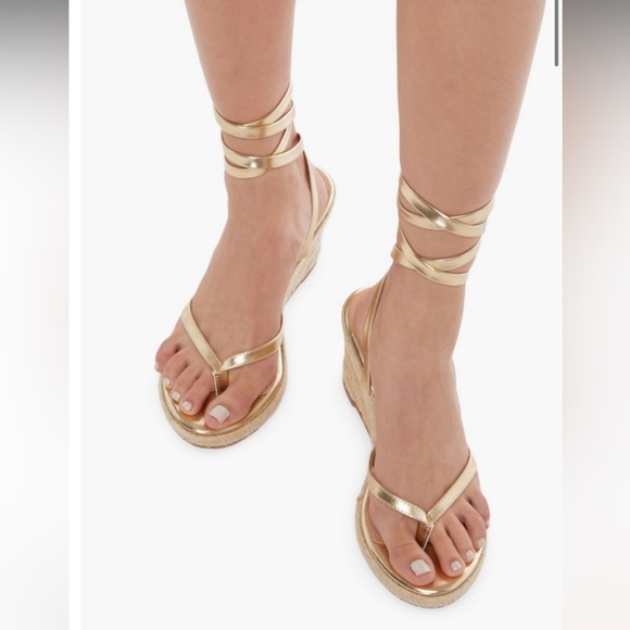 Justfab Gold Wrap Wedges - Picture 4 of 5